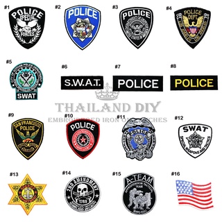 ตัวรีดติดเสื้อ งานปัก หน่วยพิเศษ ชุดตำรวจ หน่วยสวาต สัญลักษณ์ ตำรวจ USA SWAT POLICE Patch WOP DIY ตัวรีด อาร์มติดเสื้อ