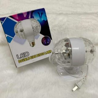 ไฟดิสโก้เทค ไฟเทค ไฟเธค ไฟดิสโก้ ไฟปาร์ตี้ LED full color rotating lamp หัวคู่ ()#แบบเสียบไฟบ้าน