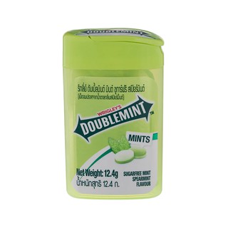 ริกลี่ย์ลูกอมดับเบิ้ลมิ้นต์สเปียร์มินท์พลาสติก 12.4กรัม Wrigley Double Mint Spearmint Plastic Candy 12.4g.