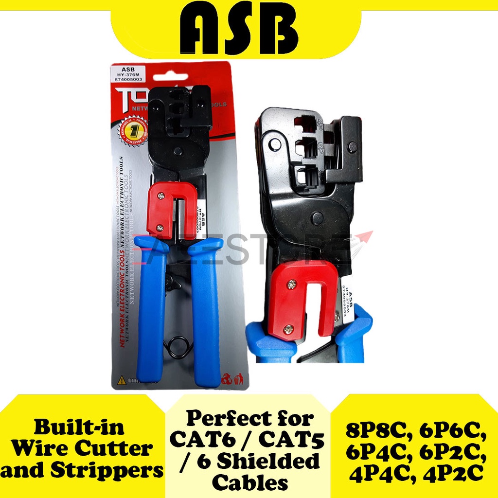 ASB HY-376M 8P8C 6P6C 6P4C 4P4C 4P2C | เครื่องมือจีบปลั๊กเครือข่าย RJ-11 / RJ-45 / RJ-45 / เครื่องมื
