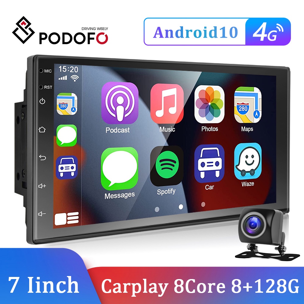 Podofo 8 128G 2 Din Car Radio GPS Android 7" Carplay For Volkswagen Nissan Hyundai Kia Toyota Universal 2din Multim