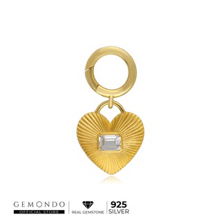 Gemondo จี้เกี่ยวกระเป๋า (Bag Charm) รูปหัวใจทำจากเงินแท้ชุบทอง ประด้วยพลอยโทแพซ White Topaz : จี้ทอง จี้เงินแท้ 925