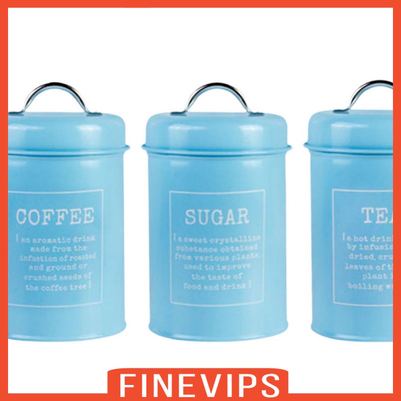 [FINEVIPS] 3 Pieces Coffee Sugar Tea Canister Farmhouse Canisters Set