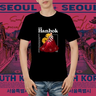 แขนสั้นcrew neckเสื้อยืด พิมพ์ลาย Hanbok  แบบดั้งเดิม คุณภาพพรีเมี่ยม มีสีดํา สีขาว สีกรมท่าS-XXXXL