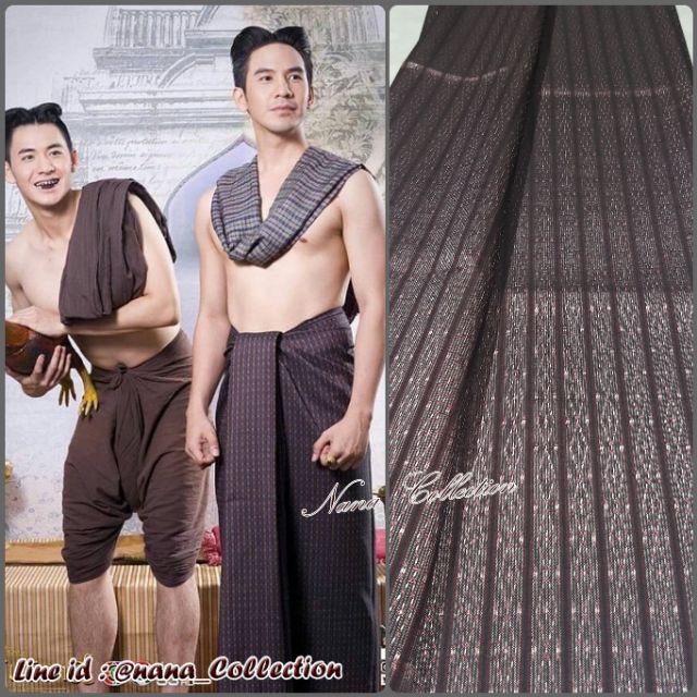 ผ้านุ่งลายพี่หมื่น ผ้านุ่งสีน้ำตาลทอง ผ้าสีพื้นทอลาย รุ่นนี้สวยคลาสสิค *ผ้าผืนยังไม่เย็บ มอบเป็นของฝากให้ญาติผู้ใหญ่