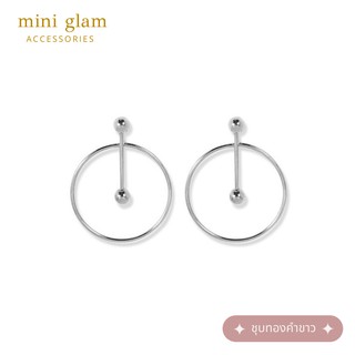 Miniglam Atomic Metallic Hoop Stud Earrings (Silver) ต่างหูห่วงเมทัลลิคสีเงินชุบทองคำขาว