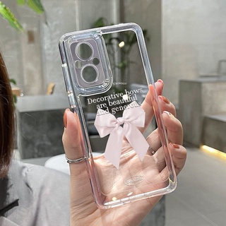 เคส OPPO Reno 8Z 7Z 5G เคส OPPO Reno 6 5G Reno7 Pro 5G Case OPPO A77 5G เคสกันกระแทกพร้อมตัวป้องกันกล้องโปร่งใสหนากันกระแทกเคสขนาดเล็กสดโบว์หรูหราพื้นที่ใสกรณี