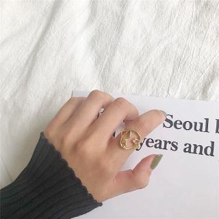 MUKOK Korean Version Simple Face Ring Retro Ring Index Finger Ring Opening Ring