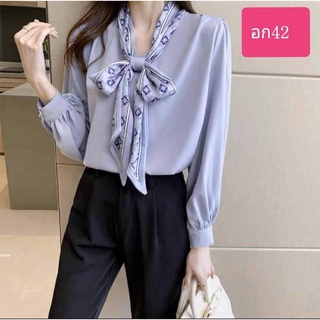 เสื้อแขนยาวผ้าพันคอลายสวยเกร๋น่ารัก