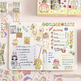 20Pcs/Set 10 เทป + 10 สติกเกอร์ ชุดการ์ตูนสาวน่ารัก ชุดสติกเกอร์เทป เทปไดอารี่สติกเกอร์ตกแต่ง DIY
