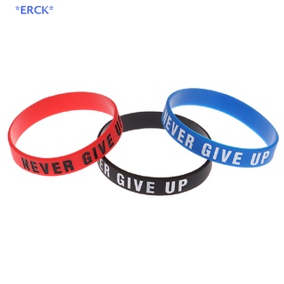 Erck&gt; Never Give Up สร้อยข้อมือซิลิโคน แรงบันดาลใจ กีฬาด้วยมือ สร้อยข้อมือ Eco นุ่ม ใหม่