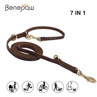 Benepaw สายจูงสุนัข หนังแท้ อเนกประสงค์ แบบสั้น ขนาดกลาง ยาว สําหรับฝึกสุนัข ขนาดเล็ก กลาง ใหญ่