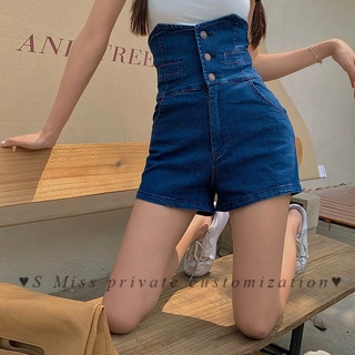 ♥S Miss♥【pre-sale】ins super high waist denim shorts women summer slim fit and slim a-line bag hip wide-leg hot pants