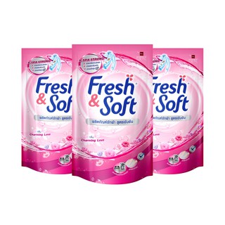 Fresh &amp; Soft น้ำยาซักผ้า สูตรเข้มข้น เฟรช แอนด์ ซอฟท์ X-TRA Strong กลิ่น Charming Love 600 มล. 3 ถุง