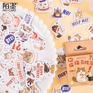 emmoo 45แผ่น/กล่อง สติ๊กเกอร์ลูกแมวน่ารัก าหรับตกแต่งสแครบบุ้ค