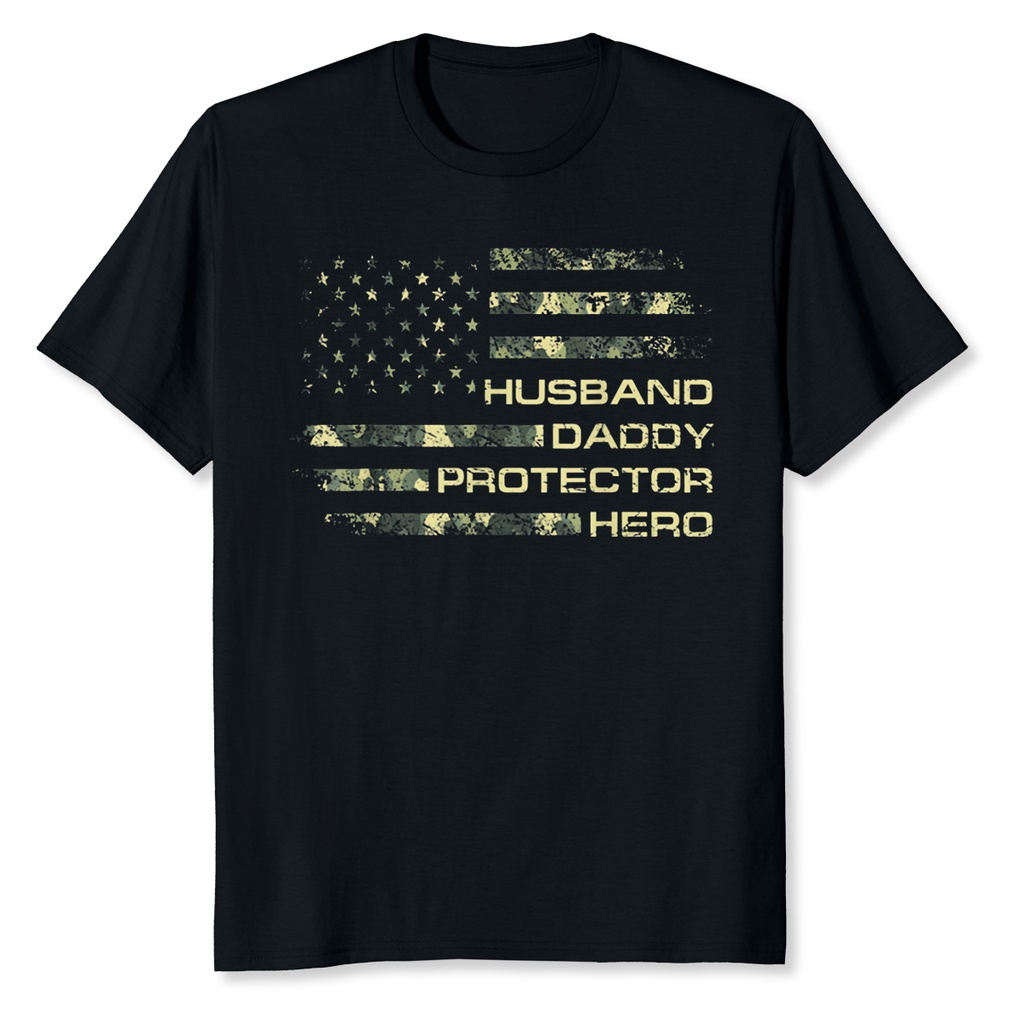 เสื้อวินเทจชาย - ผู้ชายเทรนด์แนวหน้าสามี Daddy Protector Hero - วันพ่อธงของขวัญผ้าฝ้ายเสื้อยืดขนาด
