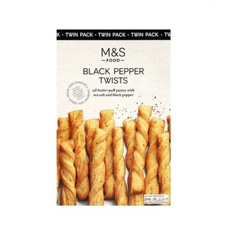 m&amp;s🍞🧀 black pepper twists 125g.ขนมปังกรอบรสเนยพริกไทยดำ