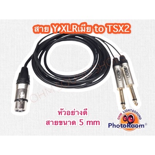 สาย Y XLR เมีย  to TSx2 1/4 ราคาประหยัด 5 mm สายไมค์ สาย แจ็ค กีต้าร์ สายแยก