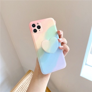 เคสไอโฟน เคสซิลิโคน 11 12 promax iPhone case for iPhone X XS MAX XR  7+ 8PLUS ไอริงหัวใจสีรุ้ง TPU-S1131