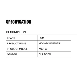 [11GOLF] กางเกงกอล์ฟขายาว เด็ก PGM - KUZ109 มี สีกรม ขาว เทา