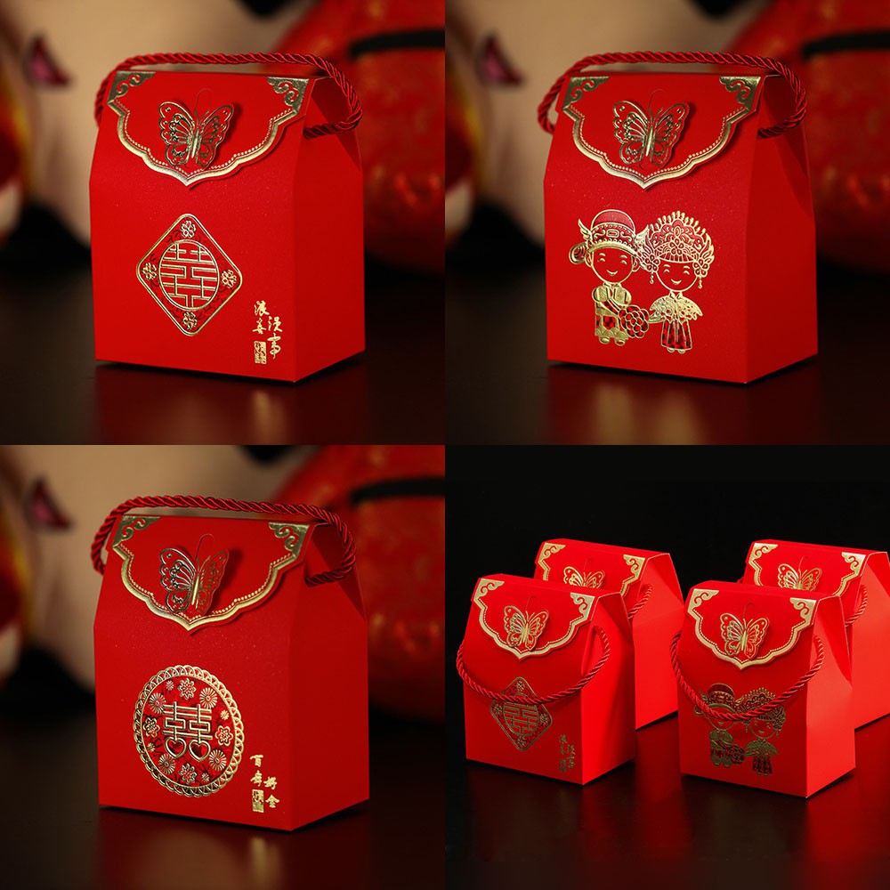 กล่องของขวัญ ของชำร่วย สีแดง ใส่ส้ม ขนม แต่งงาน ปีใหม่ ตรุษจีน