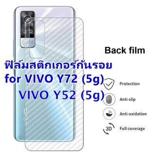 For VIVO Y72 Y52 (5g) ฟิล์มหลังเครื่อง 3D ลายเคฟล่า กันน้ำกันเหงื่อ กันรอยขีดข่วน