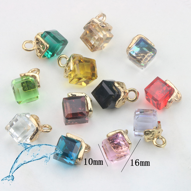 เครื่องประดับทํามือ ทําเอง อุปกรณ์วัสดุแฮนด์เมดสแควร์สีคริสตัลแก้วลูกปัดอุปกรณ์ผมสร้อยคอสร้อยข้อมือจี้ขนาดเล็กกําไลข้อเท้าหูกระดุมหูจี้กุญแจแหวนวั