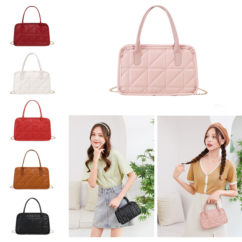 𝑳𝒂𝒆𝒊 𝒃𝒂𝒈&𝒔𝒉𝒐𝒆𝒔👠 กระเป๋าสะพายข้าง สีพื้น 6 สี สายโซ่สีทอง (07)