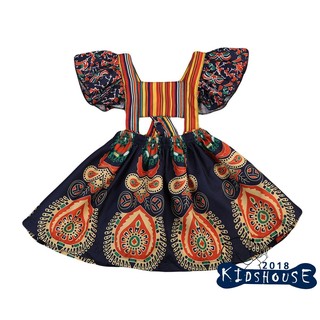 HSH-เด็กทารกเด็กวัยหัดเดินเสื้อผ้าเด็กแขนกุด Boho ดอกไม้ชุดพรรค Dresses 1-6Y