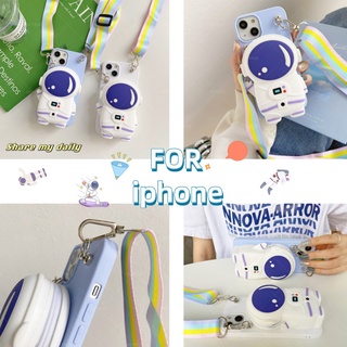 Cartoon Coin Bag Spaceman Silicon กระเป๋าซิปกระเป๋าโทรศัพท์ เคส  Iphone 13 Pro Max 12 mini 11 X XS MAX XR 5 5S 6 6S 7 8 PLUS 3D Phone Case With Lanyard