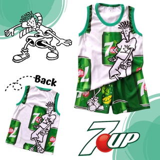 7UP0441 เสื้อผ้าเด็ก ชุดเด็กแฟชั่น ชุดเด็กลาย 7UP เนื้อผ้าไมโครเกรดA (ผ้าลื่น) เสื้อกล้าม+กางเกงขาสั้น พิมพ์ลายการ์ตูน