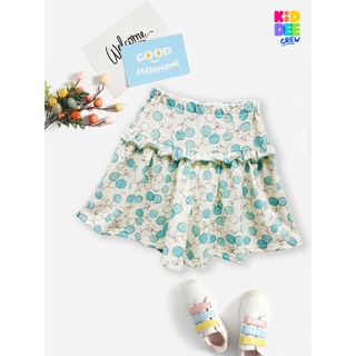 KiddeeCrew กางเกงกระโปรงเด็ก กางเกงกระโปรงครีมเชอรรี่ฟ้า  Cream cherry  blue skirt pants  เหมาะสำหรับอายุ 2-10 ปี