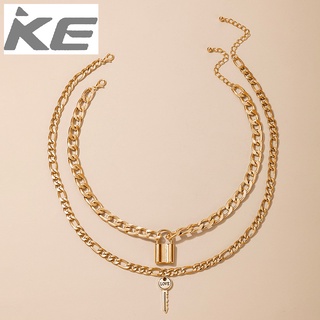 Exaggerated jewelry Metal chain lock key two-piece necklace Letter LOVE clavicle chain for gir