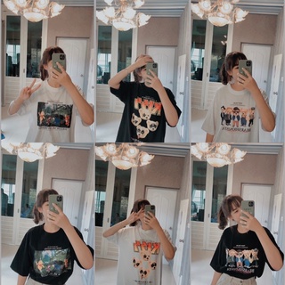 ✨พร้อมส่ง✨เสื้อยืดoversized พิมลายการ์ตูน หมีพูห์ หมี
