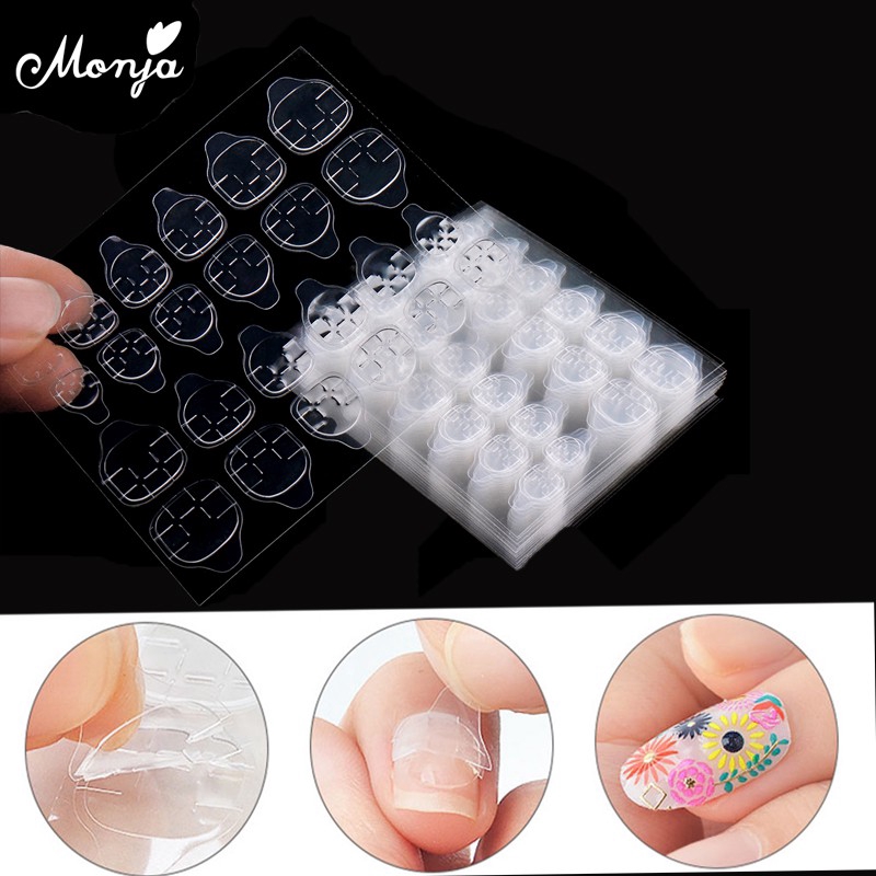 Monja สติกเกอร์ติดเล็บ ลายเส้น สีขาว DIY แบบมืออาชีพ สําหรับตกแต่งเล็บ 2 ชิ้น