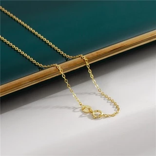 18K Gold Chain 925 เงินสร้อยคอสร้อยคอสามเหลี่ยมกล่อง Ingot Melon O Chain clavicle Chain 18K Gold หญิง ins เกาหลีผู้หญิงที่เรียบง่ายโซ่