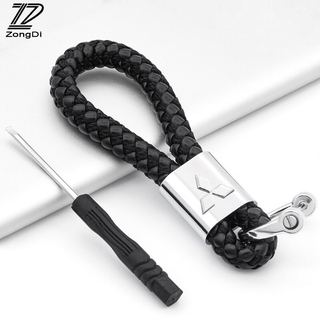 พวงกุญแจรถ  ลายโลโก้รถยนต์Braided Rope Car Keychain 3D Metal Emblem Key Rings Logo For Mitsubishi ASX Xpander Outlander Mirage Styling Accessories