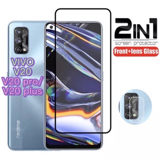 2in1 VIVO V20 V20 pro/plusฟิล์มเลนส์กล้อง + ฟิล์มกระจกเต็มจอขอบดำ ฟิล์มกันกระแท