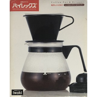 iwaki Coffee Pot &amp; Dripper  เหยือกกาแฟแก้วพร้อมแก้วดริปกาแฟ สีดำ ขนาด 1.0 Lt.