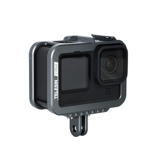 Telesin เคสกรอบอะลูมิเนียมอัลลอย พร้อมพอร์ตชาร์จ สีดํา สําหรับ GoPro 9 10 11 GoPro Hero 9 10 11