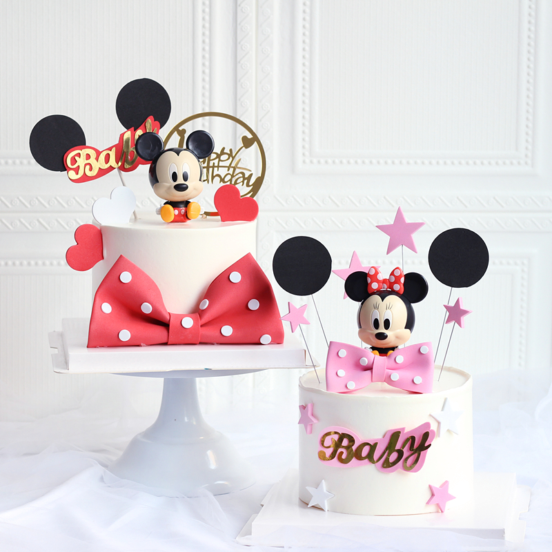 ฟิกเกอร์ Mickey Minnie Mouse Bow Couple Love สําหรับตกแต่งเค้ก