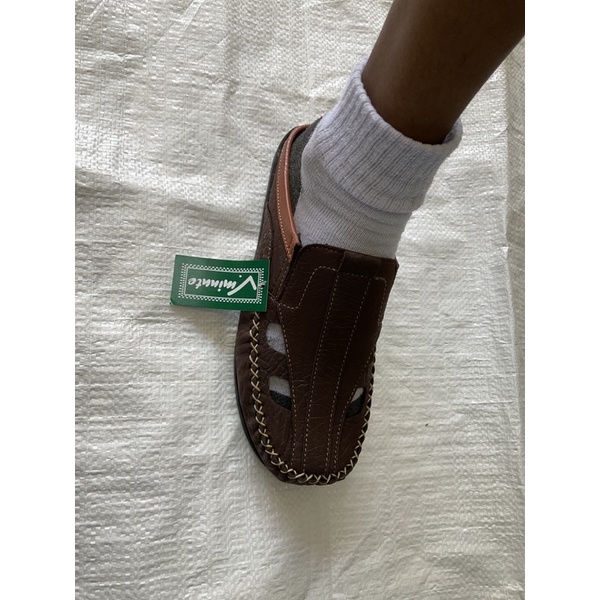 คัทชูรองเท้าผู้ชายแนวMoccasin(มอคคาซิน)เปิดส้นลายช้าง รหัส 858