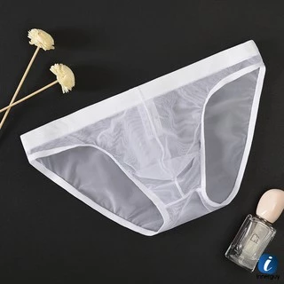 กางเกงในชาย Bikini ซีทรู เป้านูน เอวต่ำ ผ้าตาข่ายซทรูทั้งตัว บางเบา/นิ่ม ใส่ง่าย ระบายความชื้นได้ดี