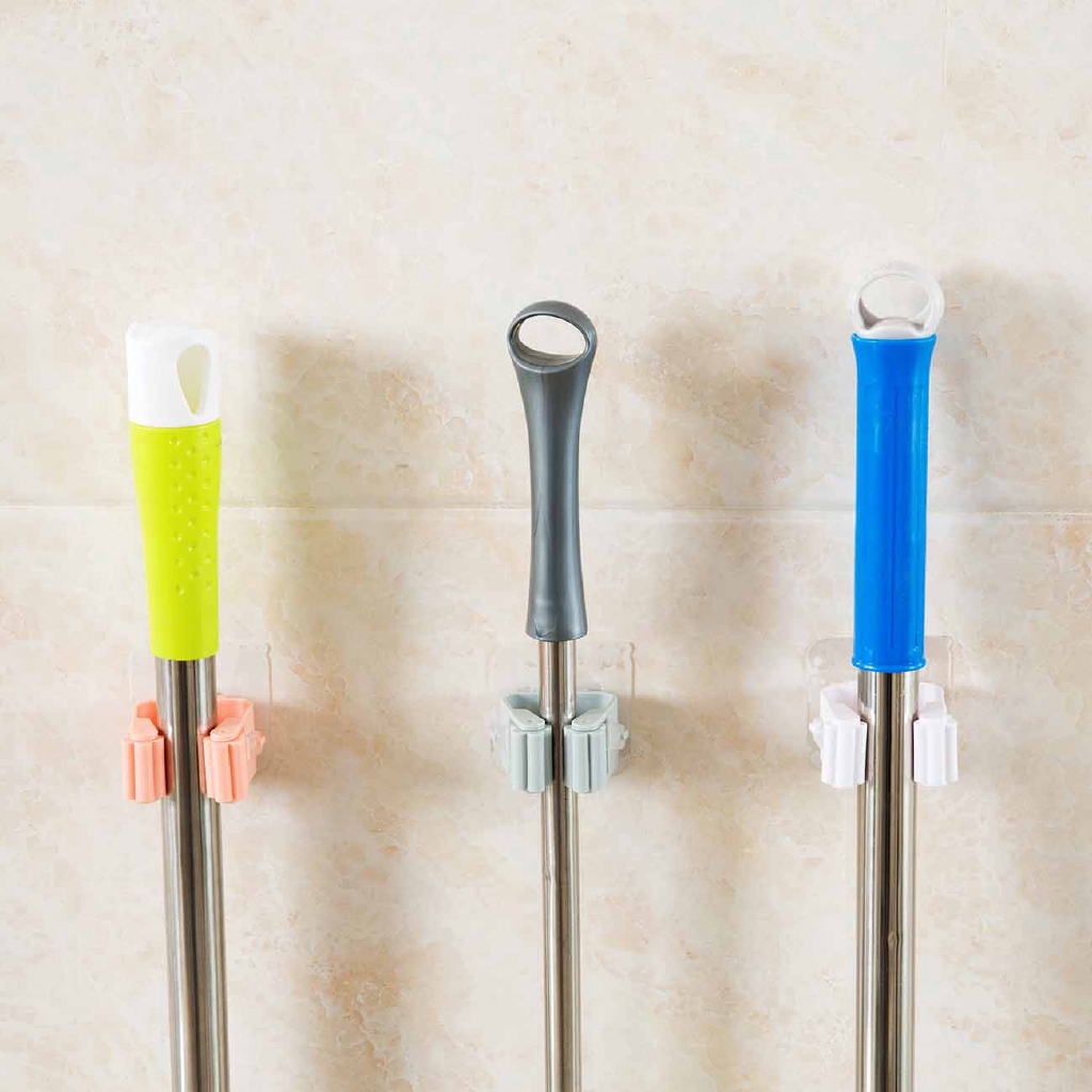 Jujiajia ชั้นวางไม้ถูพื้น แบบติดผนัง ไม่ต้องเจาะรู ประหยัดพื้นที่