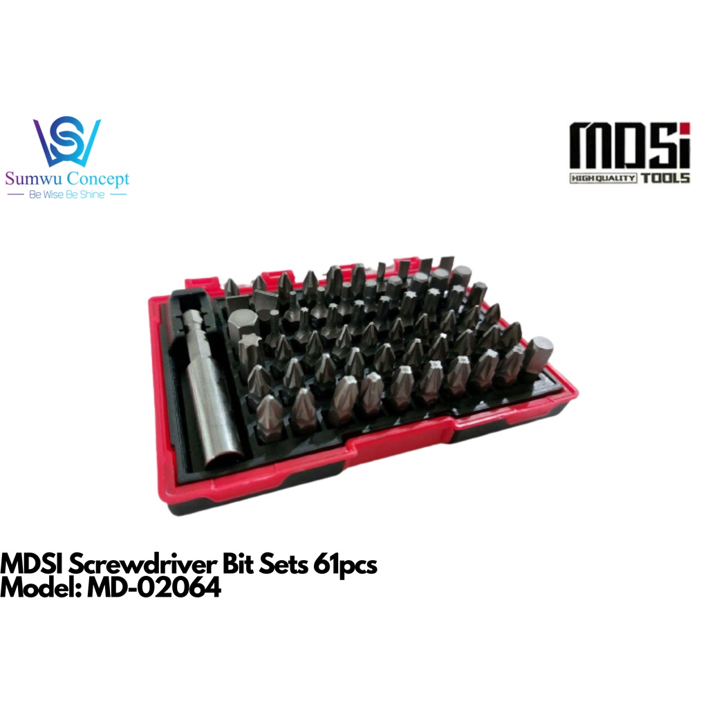 Mdsi ชุดดอกไขควง 61 ชิ้น รุ่น: MD-02064 MDSI SCREWDRIVER BIT SETS 61PCS MODEL: MD-02064