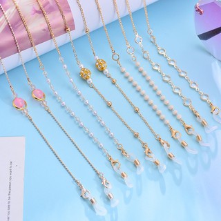 สายคล้องแว่น สายคล้องแมส สร้อยคอแฟชั่นประดับมุกคริสตัล