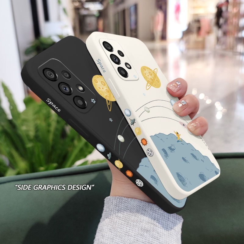 เคสโทรศัพท์มือถือ ซิลิโคน ลายดาวเคราะห์ มีลายด้านข้าง สําหรับ Samsung Galaxy A73 A53 A33 A23 5G