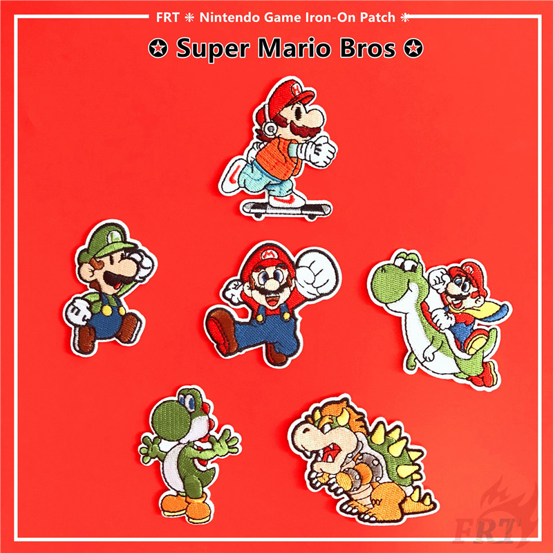 ☸ แผ่นแปะ Super M.ario Bros Iron-On ☸ 1 ชิ้น DIY เย็บบนเหล็กบนป้ายแพทช์