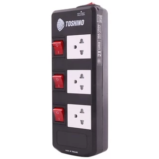 TOSHINO ปลั๊กพ่วง ปลั๊กไฟ รุ่น TIS กำลังไฟ 3600W 3, 5 ช่องเต้ารับ สวิตช์คุมแยกช่อง สายไฟยาว 3, 5 เมตร รางปลั๊ก USB
