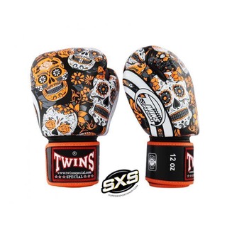 Twins Special BOXING GLOVES FBGVL3-53 SKULL ORANGE/BLACK